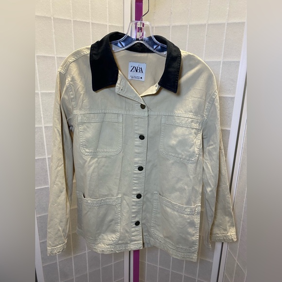 Zara COLLECTION CONTRAST-COLLAR OVERSHIRT - Picture 6 of 11